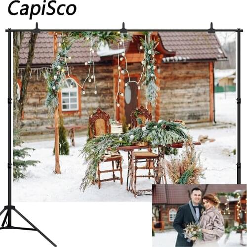 Capisco Winter Christmas Photography Backdrop Xmas Snow Cottage Decorations Background Photobooth Banner Photo Studio Props