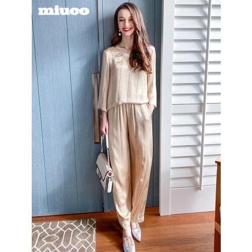 Loose rivets T Compassionate+Womens elastic lace up casual pants suit 2021 Spring new High Quality Top Quality