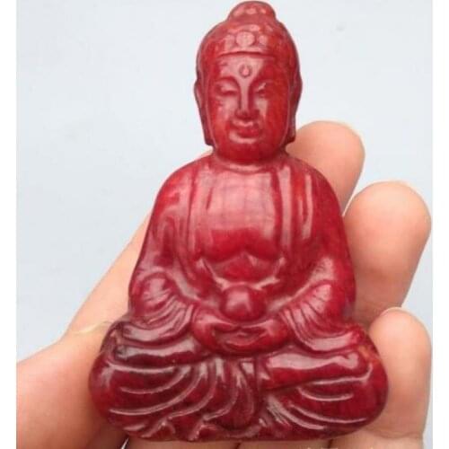 China collection archaize red jade Sakyamuni Buddha statue