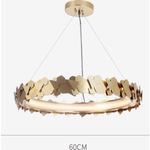 Round Design LED Chandelier Stainless Steel Living Room Lamp Modern Hanging Lights Chandeliers For Bedroom Model Room Lighting