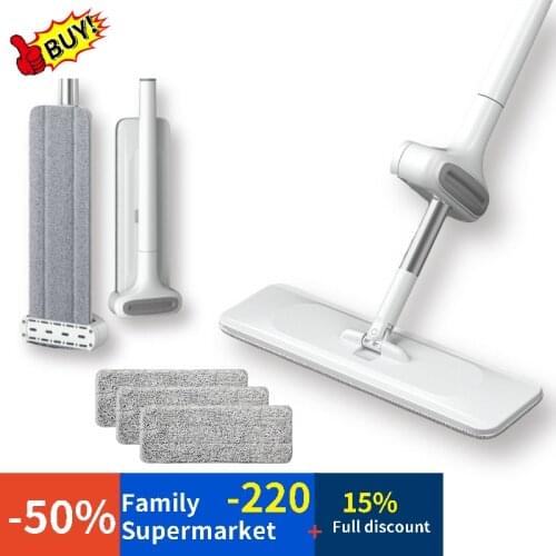 Lazy Mop Magic Flat Mop Squeeze Mop 360 Degree Rotating Wooden Floor Mop Quick-drying Cleaning Tool One Mop and Wash