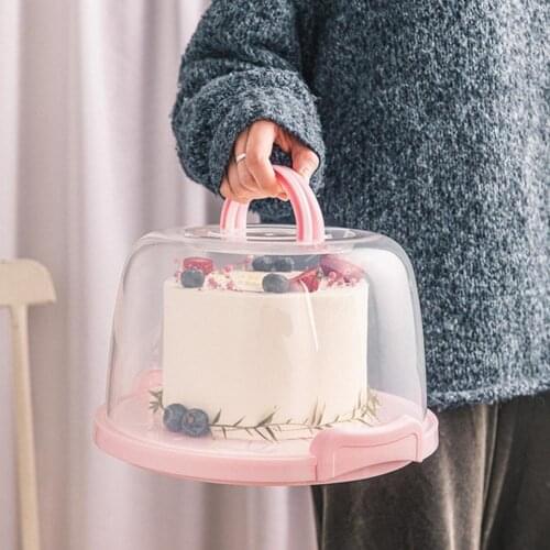Portable Kitchen Cake Box Waterproof Plastic Handheld Cake Package Container for Carrying Cupcake Dessert Fruit Storage Carrier
