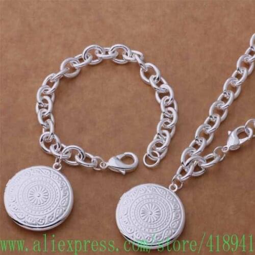 Silver Plated Jewelry Sets bracelet necklace /ekyancfa bmaakdha AS386