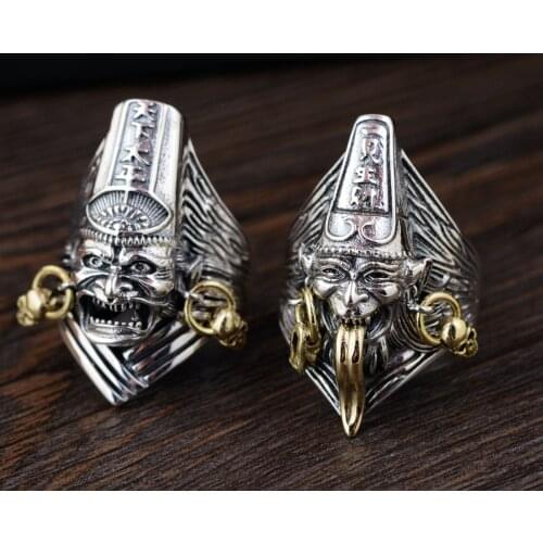S925 silver antique style men open world peace ring