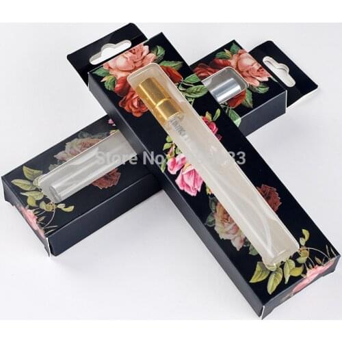 50pcs/Lot 5ML 10ML Glass Bottle Perfume Atomizer Parfum Spray Bottle with Packing Box Cosmetic Sample Vial Refillable Bottles