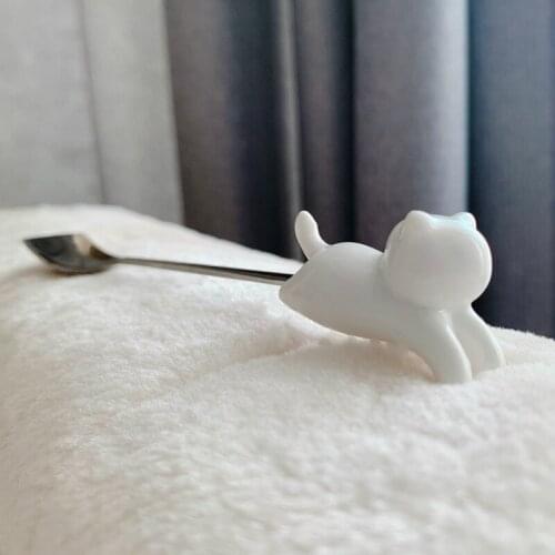 Super cute animal shaped practical ceramic cat spoon canned spoon tableware specialty spoons kitchen bar supplies dinnerware