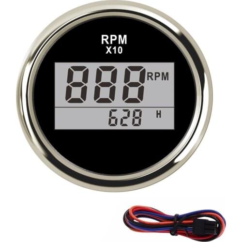 52 mm Engine Tachometer 0~9990 RPM Display Digital Tachometer for Car Truck Boat Tacho Gauge with Hourmeter