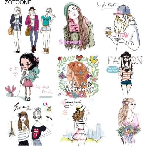 ZOTOONE Iron on Fashion Girls Patch Flower Girl Stickers Patches for Clothing T-shirt Heat Transfer Diy Accessory Appliques G