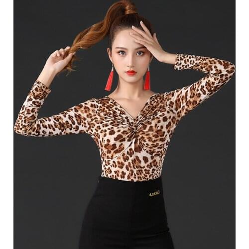 Autum Colorful Long Sleeves Women Latin Dance Tops Ballroom Dancing Costume Cloth Tango Chacha Dancing Practice L1910