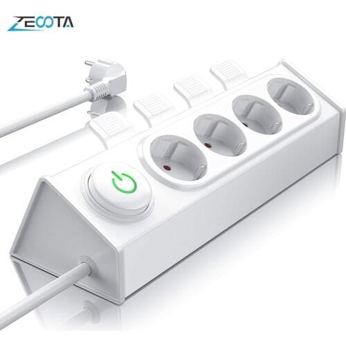 Power Strip 4 way EU Plugs Sockets Ejector for Easy Ejection by Foot or Hand 3680W Wall Mounting Integrated Child Protection