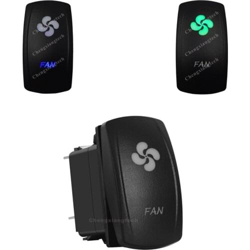 3 Pin SPST On Off Rocker Switch - FAN - Car Boat Marine Up Green & Down Blue Led Toggle Switch for Carling Narva