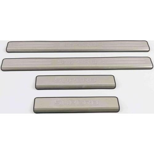 Stainless Steel Inner Outer Door Sill Scuff Plate Guard Sills Protector Trim For Skoda Superb