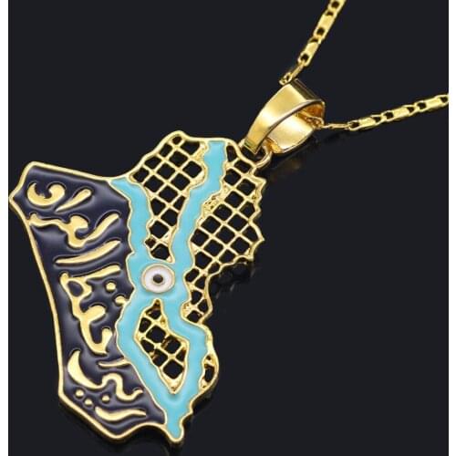 WANGAIYAO popular Arabian Iraq dripping oil map golden female necklace item jewelry