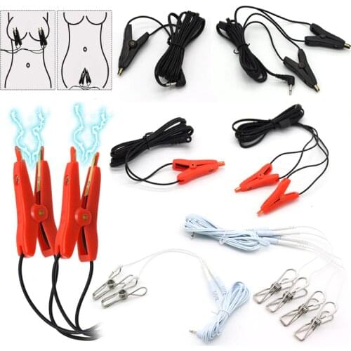 SM Electric Shock Nipple Clamp Labia Clip E-Stim Clitoris Clips Electro Breast Enlarger Pussy Massage Female Masturbator Sex Toy