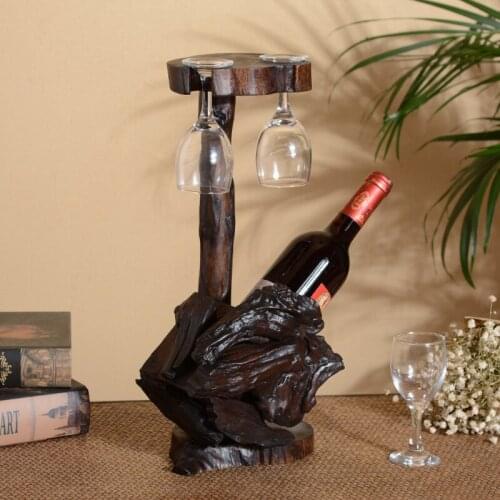 1 PCS RED WINE RACK PUT RED WINE GLASS RACK UPSIDE DOWN WINE BOTTLE SOLID WOOD WINE DISPLAY (WITHOUT BOTTLES AND CUPS) LU717219