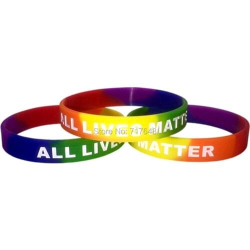 100pcs ALL LIVES MATTER Rainbow wristband silicone bracelets free shipping by ePacket A