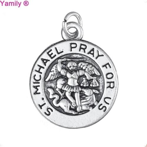 15pcs-- 17.8x21.2mm Antique silver tone ST. Michael Pray For US Religious charm pendant jewelry accessory for diy making