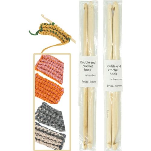 2Pcs/Set 24cm Natural Bamboo Afghan Tunisian Double Ended Crochet Hook Set Hand Sewing Knitting Needles Weave 7/8/9/10mm