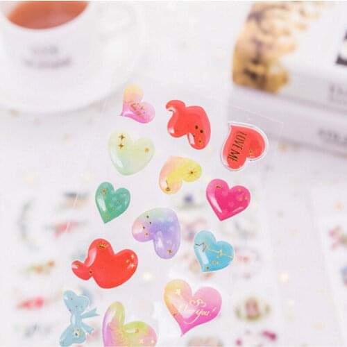 20sheets/lot Kawaii Colorful Plants Heart Stars PVC DIY Diary/Album different styles Labels Scrapbooking Stickers Wholesale