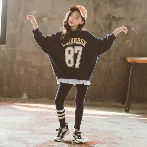 2021 Sister Matching Outfits Girls Sweater Two-Piece Girls' Autumn Korean Style Outfits Jogger Set Running Suits Shirt+pants