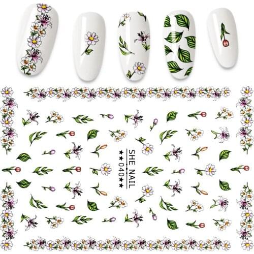 Flower Leaf Design 3D Nail Sticker Multicolor Stickers for Nails Nature Self-adhensive Nail Art Tip Wrap