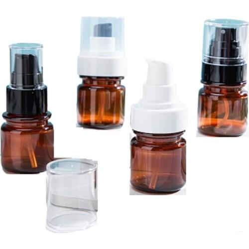 40ml Transparent Amber Plastic Empty Refillable Bottle Black White Spray Lotion Pump Clear Lid Cover Packaging Container 30pcs