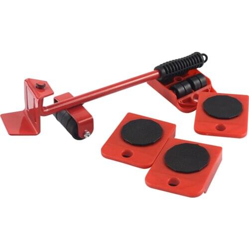 5pcs Household Portable Furniture Moving Roller Tool Set Transport Lifter Heavy Object Mobile Device Metal Crowbar Handling Tool