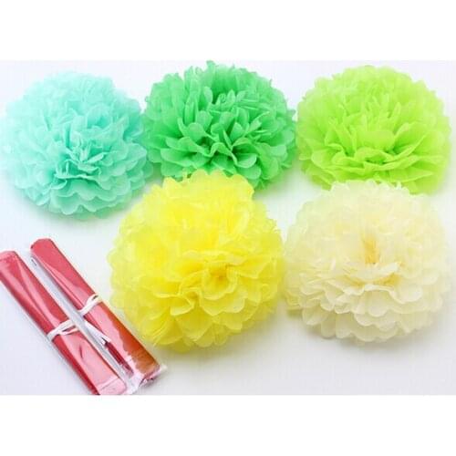5pcs /lot 10inch (25cm) pompon Tissue Paper Pom Poms Flower Kissing Balls Home Decoration Festive Party Supplies Wedding Favors