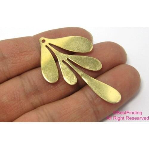 Brass earrings findings 46x26mm Smooth Raw brass leaf pendant -6pcs R197