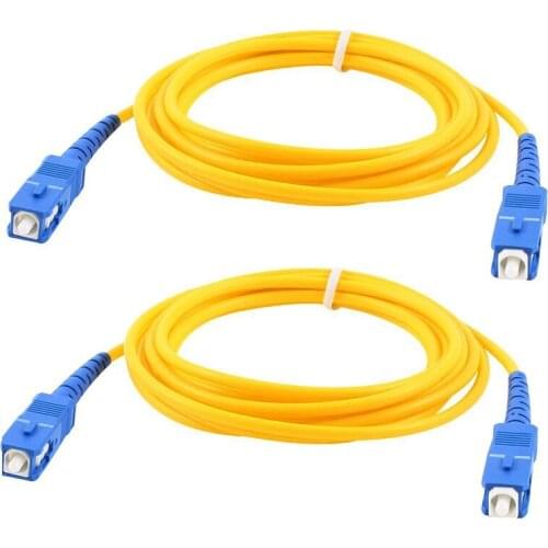 Promotion! 2 Pcs Simplex Single Mode SC to SC Male Fiber Optic Patch Yellow 2M