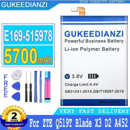 5700mAh GUKEEDIANZI Battery E169-515978 515978 For ZTE Blade X3 Q519T D2 A452 Smart Mobile Phone Big Power Bateria