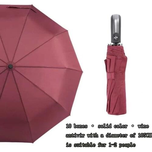 10 Bone Plain Automatic Umbrella Strike Cloth Sun Sun Visor Fold Windproof Tri-Fold Umbrella
