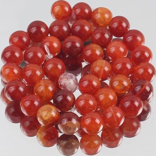 Natural Stone Red Cracked Fire Agates Onyx Round Loose Spacer Beads For Jewelry Making 6/8/10MM Diy Necklace Bracelet 15"Inch