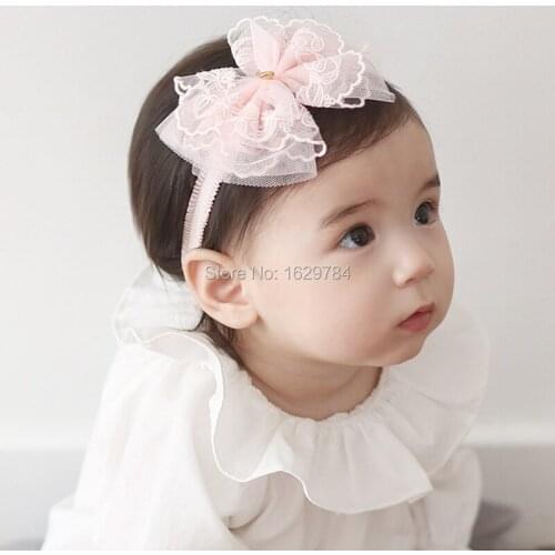 Boutique 10pcs Fashion Cute Gauze Bow Soft Hairbands Solid Kawaii Lace Bowknot Headbands Princess Headwear Hair Accessories