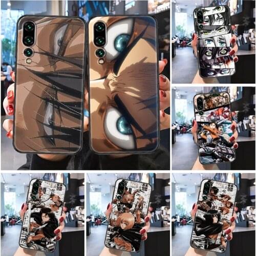 Attack on Titan Anime Phone case For Huawei Honor 6 7 8 9 10 10i 20 A C X Lite Pro Play Frosted black 3D cover painting