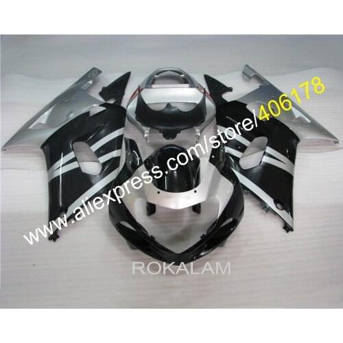 GSXR Aftermarket Fairings For Suzuki GSXR600 750 01-03 Gray Black Race Motorcycle Body Kit (Injection Molding)