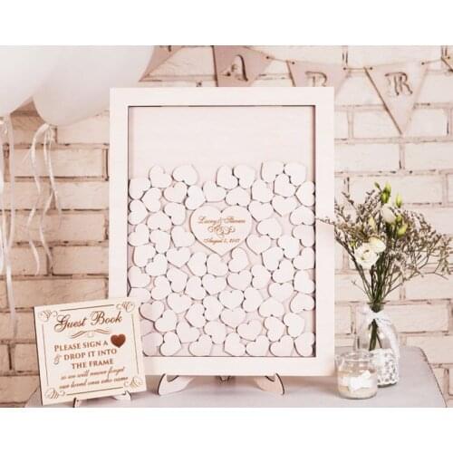 Customize wedding drop box Drop Top Guest Book Alternative 3D Sign Rustic wedding guest book ideas Wooden Hearts guest book