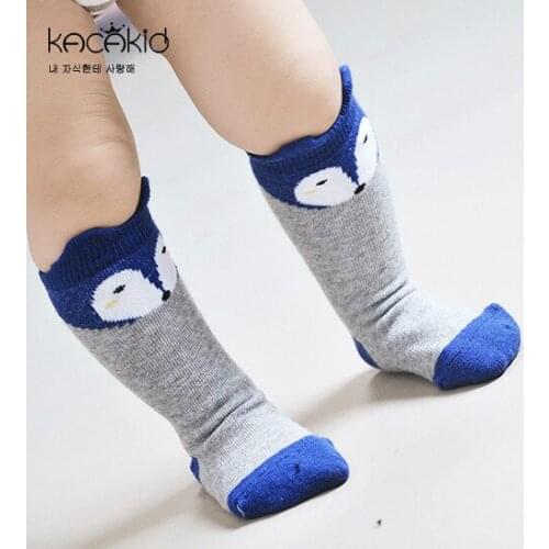 KACAKID Children Stockings Cute Fox Pattern Unisex Baby Children Stockings Cotton Anti-slip Baby Kids Boy Girl Stockings ka1063
