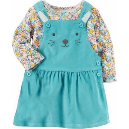 2pcs/set Baby Girl Dress Set Long Sleeve Floral T-Shirt Cute Pocket Strap Dress Girls Braces Dresses Outfit Wick Velvet