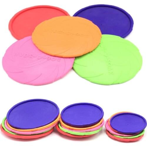 Dog Flying Disc Soft Flexible Rubber Fun Floating Foldable Flyer Disc Dog Flying Saucer Toys Interactive Play Exercising Molars