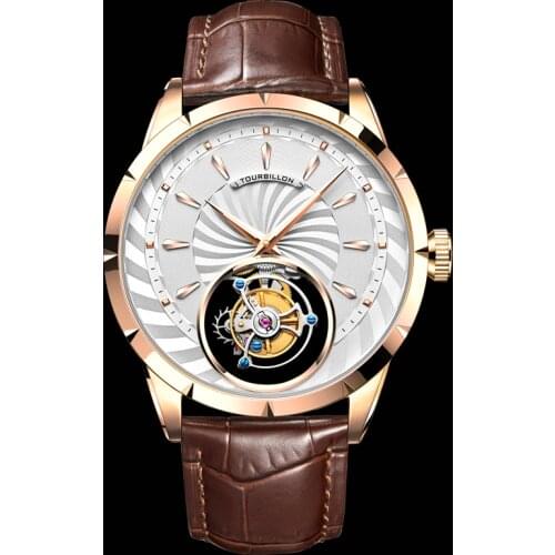 AESOP Mens Mechanical Watch Watches Real Tourbillon Male Skeleton Mens Watch for Men Man Luxury Clocks Luxury Thin Black