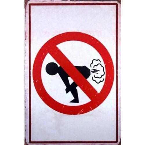 Metal Tin Sign No Fart Zone Poster Decor Bar Pub Home Vintage 12x8inch