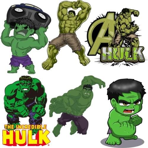 Cartoon Marvel Hulk Ironing Patches Disney Hot Transfers Clothing Patch Cartoon DIY Sewing Clothes Bag Decration Sticker Gifts