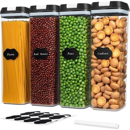 Food Storage Containers Set, Kitchen Pantry Organization and Storage Set for Cereal, Spaghetti, Noodles, Pasta (4 Pack)