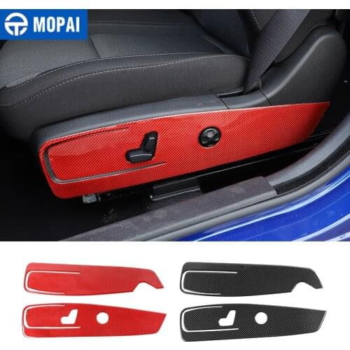 MOPAI Carbon Fiber Stickers Car Front Seat Side Adjustment Decoration Panel Cover for Dodge Charger 2015+ Accessories