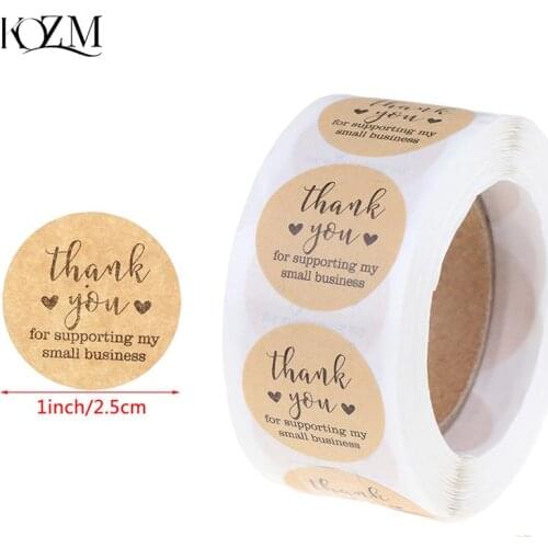 500pcs/roll Handmade Sticker Thank You Stickers Kraft Paper Label Coffee Round Stationery Food Stickers Deco For Envelope Gift