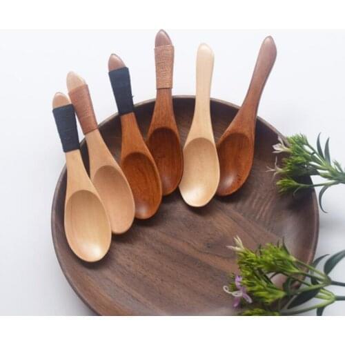 Creative Wooden Sugar Salt Small Spoons Japan Style Short Kitchen Cooking Utensil Supplies LX4554