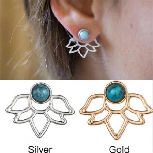 Earings Fashion Jewelry 2019 Women Boho Lotus Earrings Jewelry Ethnic Earrings Enamel Vintage Earrings orecchini oorbellen