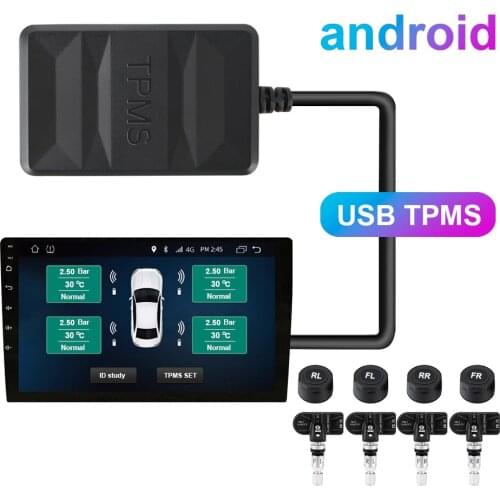 Spare Tyre Internal External Sensor Tire Pressure Monitoring System USB TPMS Android TPMS for Car Radio DVD Player