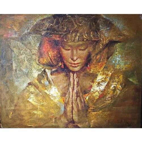 Modern handmade painting woman on oil canvas for living room decoration and wall art poster